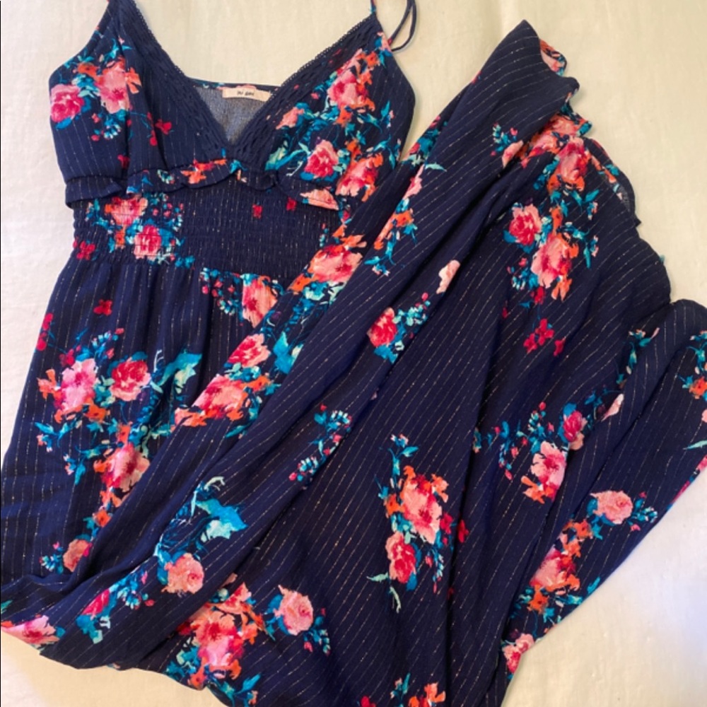 FINAL CALL: Long cotton navy blue floral dress